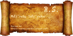 Mándy Sándor névjegykártya
